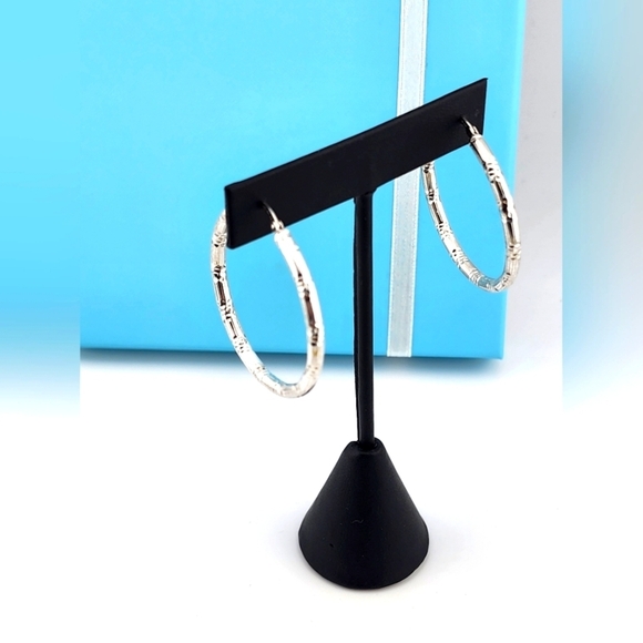 Elegant Silver Hoop Earrings Stamped 925